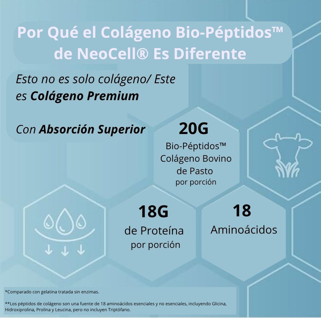 NeoCell Polvo de péptidos de colágeno 283gr - Piel firme, Cabello fuerte y Articulaciones sanas